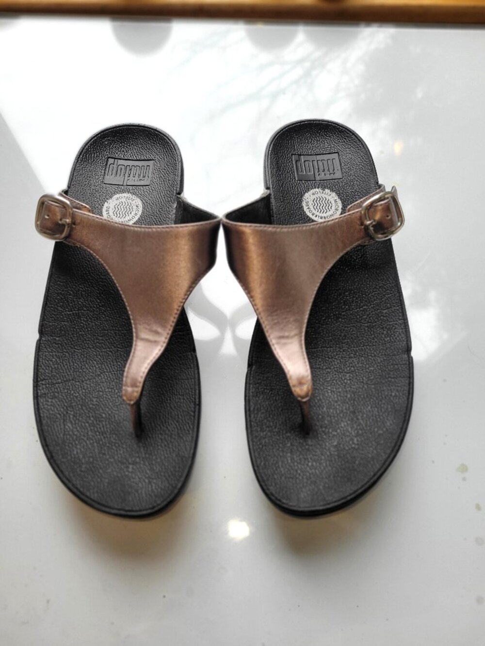 FITFLOP A96-054 PEWTER SKINNY THONG FLIP FLOPS WOMEN SANDALS US SZ 8
